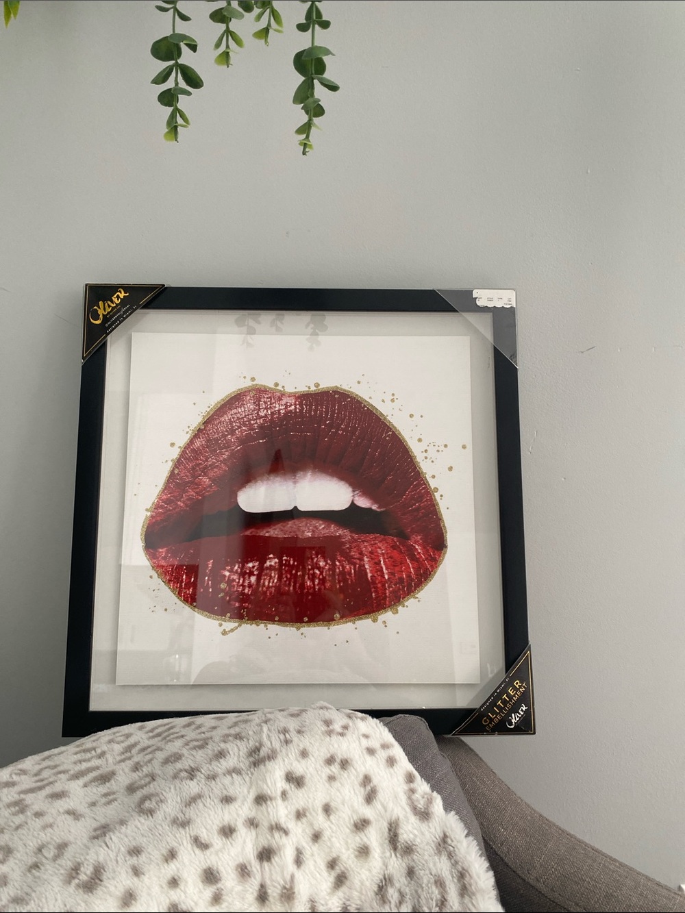 Framed Red Gloss Lip Art Print by Oliver Sal